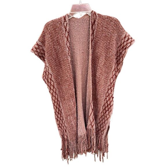 Love of Fashion Open Fringed Cardigan Sweater Browns One Size NWT - Picture 1 of 5